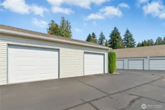private double garage with attic storage