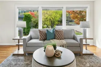 The large picture windows bring in plenty of light