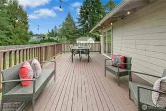 The oversized deck is perfect for entertaining