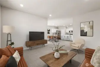 Virtually staged. Laminate flooring through main living spaces of the home. Photos are for representational purposes only. Colors and finishes may vary.