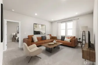 Virtually staged. Laminate flooring through main living spaces of the home. Photos are for representational purposes only. Colors and finishes may vary.