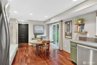 Black door leads to garage