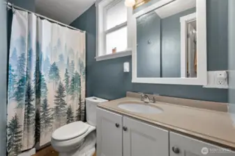Bathroom with on demand hotwater tank