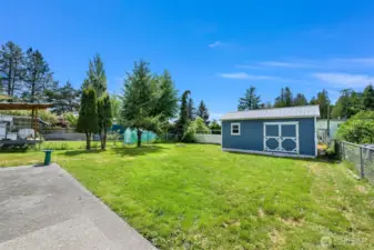 Outbuilding and large backyard