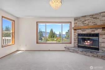 Large windows in the living room to enjoy the view