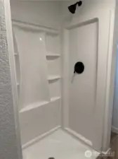 Shower in the 2 bedroom unit