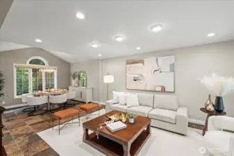 Open concept living room and dining room for great entertainment flow. Most of the interior has newer paint as well.