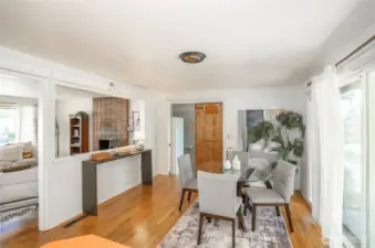 Dinging room with entrance to the large den, flex space or 4th bedroom.