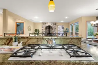 The open chef’s kitchen is the heart of the home.