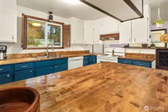 Butcher block counters.