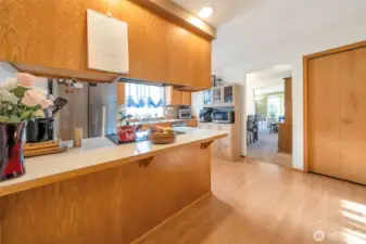 Open Galley Kitchen with Seating Space