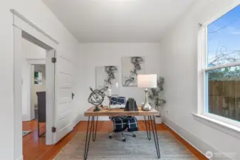 First floor bedroom can double as a work from home office.