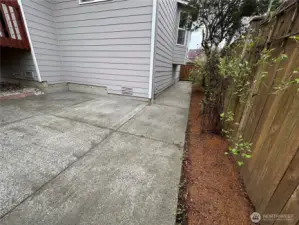 Patio in back and walkway to front