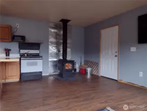 Entry and wood stove