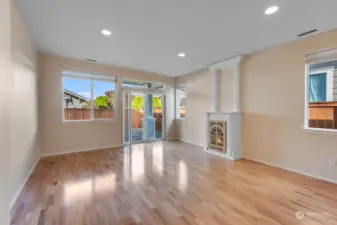 Living room with Gas Fireplace and Slider to covered patio