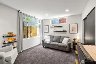 Very large downstairs bedroom with custom closet.