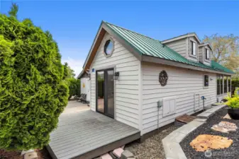Easy care yard, most of it is covered by the deck and patio.