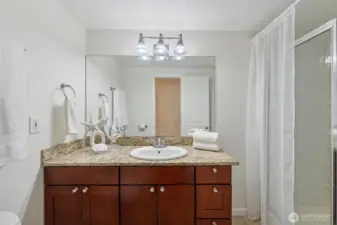 Updated 3/4 hall bath.