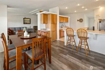 Large dining/kitchen/living room area