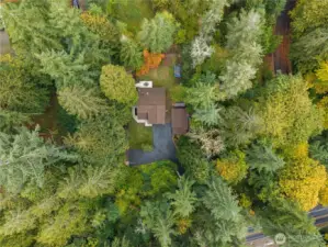 On almost an acre and tucked away from the main road, you have peace, quiet, and privacy here.