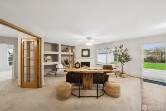 Family with with gas fireplace adjoins office and 2 additional rooms.  ( Ideal for additional living quarters)