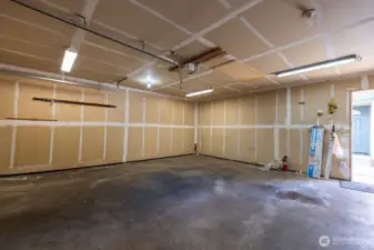 Huge two car garage with attic storage