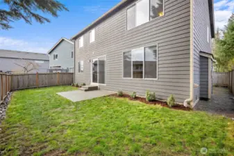 Flat yard with patio.