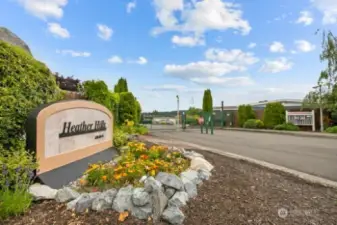 Monument at the gated entrance into Heather Hills.