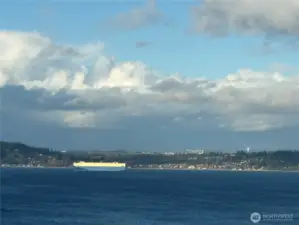 Dynamic views of East Passage shipping lanes and SeaTac flight traffic