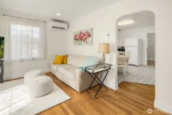 Living room looking into the kitchen