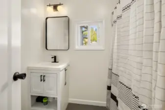 Full bath in hallway remodeled.