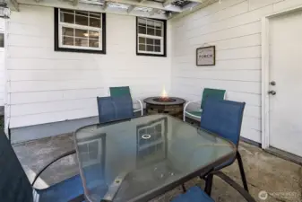 Covered patio and door to garage