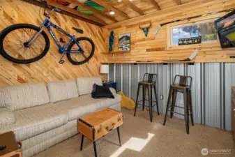 Inside of she shed/man cave. A get away right in your own backyard.