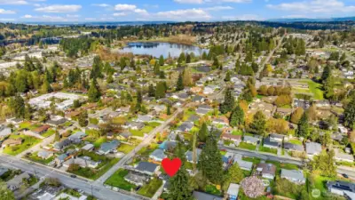 Aerial view with Blackman Lake in the background. Fun fact: The Blackmans were one of the founding families of Snohomish.
