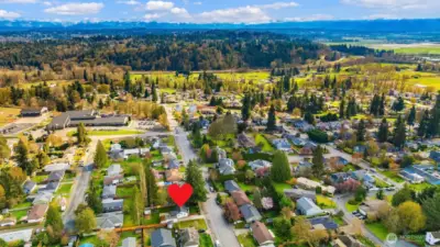 Aerial view looking East. Emerson Elementary in the upper left.