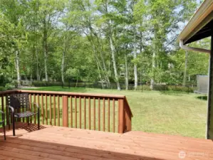 Deck overlooking the backyard.