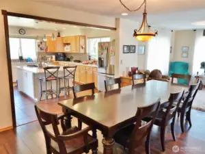 Dining Room flowing into the kitchen and living room.