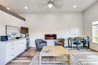 Spacious interior of detached outbuilding