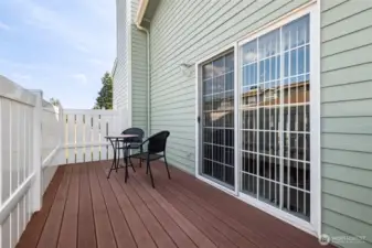 Side patio/deck accessed from dining area