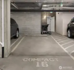 The second of two dedicated parking spaces