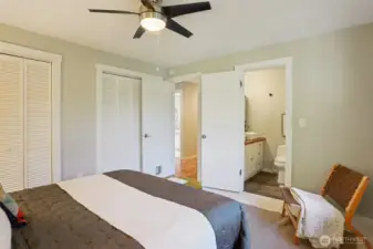Main floor primary bedroom with en-suite full bath