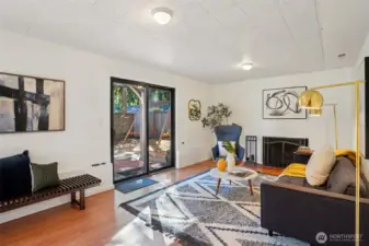 Lower level family room with walk out access to the back yard