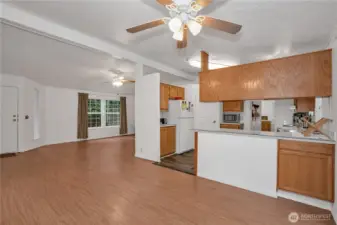 Kitchen & Living Room from Dining Room