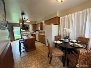 Cozy kitchen and dining space.