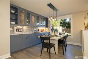 Dining room with built in china cabinet.
