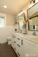 Full bath upstairs. Double vanity.