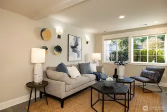 Lower level media room off of kitchen