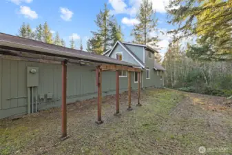 Back of home.   Lean to ready posts