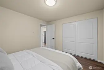 Walls are painted with a light warm cream color