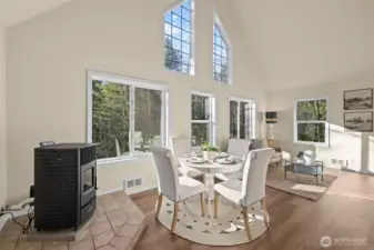 New pellet stove  Dining area